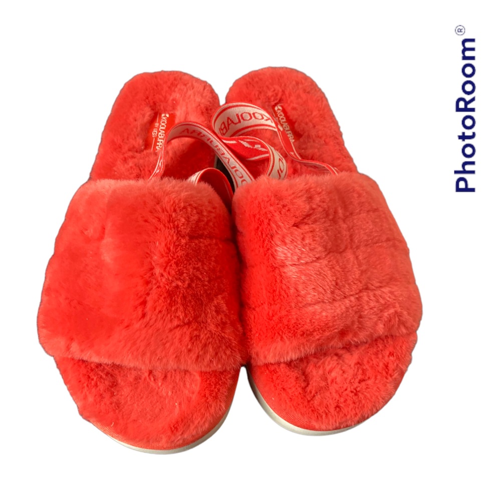 UGG Koolaburra Fuzz’n II orange slide on fuzzy slippers. 10